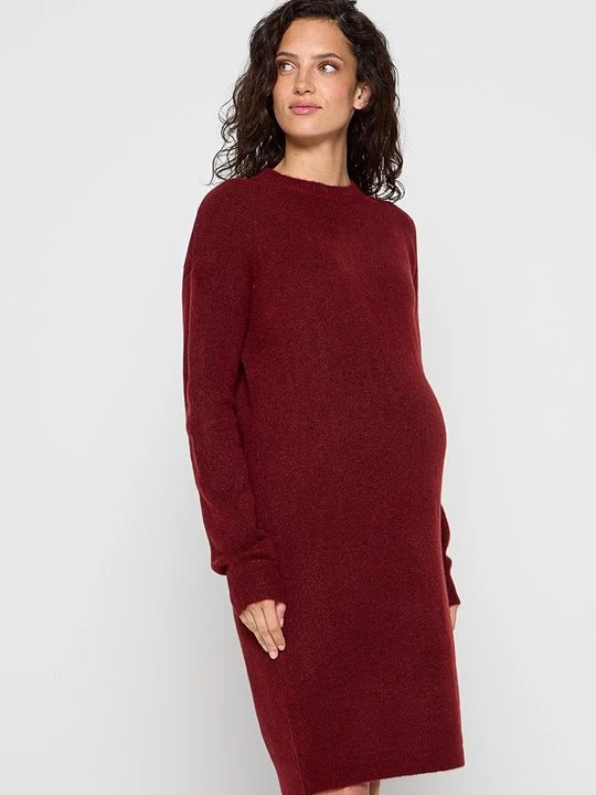 Foto van product Gebreide jurk Mamalicious bordeauxrood