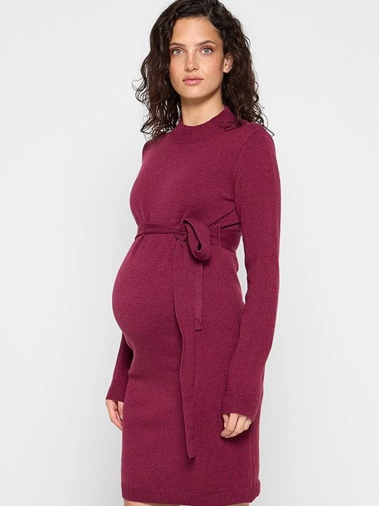 Foto van product Gebreide jurk Mamalicious bordeauxrood