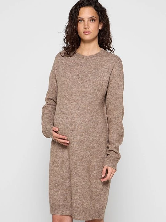 Foto van product Gebreide jurk Mamalicious zandkleur
