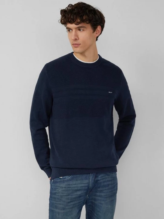 Foto van product Gebreide katoenen trui met structuurmix s.Oliver blauw