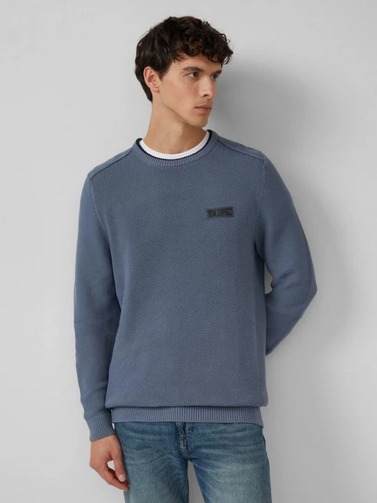 Foto van product Gebreide katoenen trui met textuur s.Oliver blauw