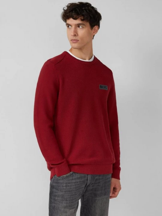 Foto van product Gebreide katoenen trui met textuur s.Oliver rood