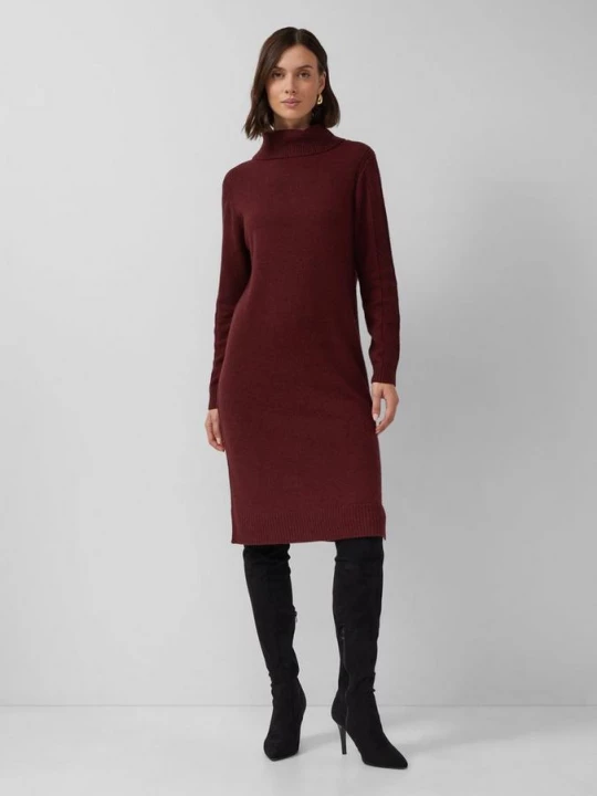 Foto van product Gebreide midi-jurk met col en ajour details s.Oliver rood