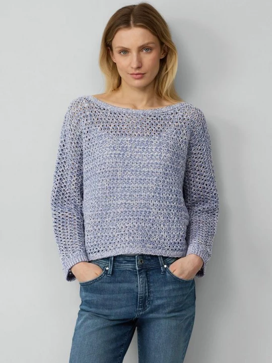 Foto van product Gebreide oversized trui van ajour met vleermuismouwen s.Oliver blauw