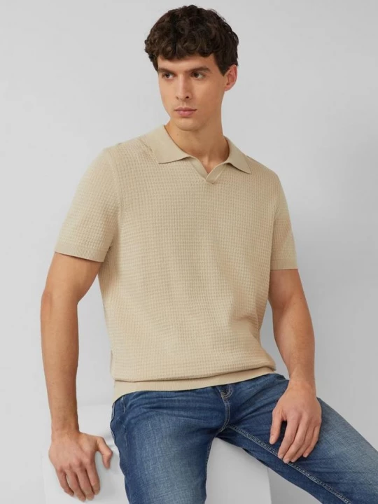 Foto van product Gebreide polo van katoen-linnenmix s.Oliver beżowy
