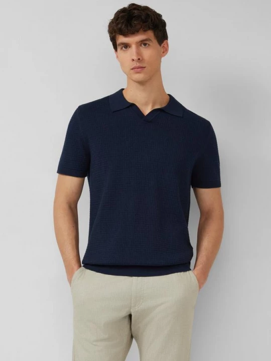 Foto van product Gebreide polo van katoen-linnenmix s.Oliver blauw