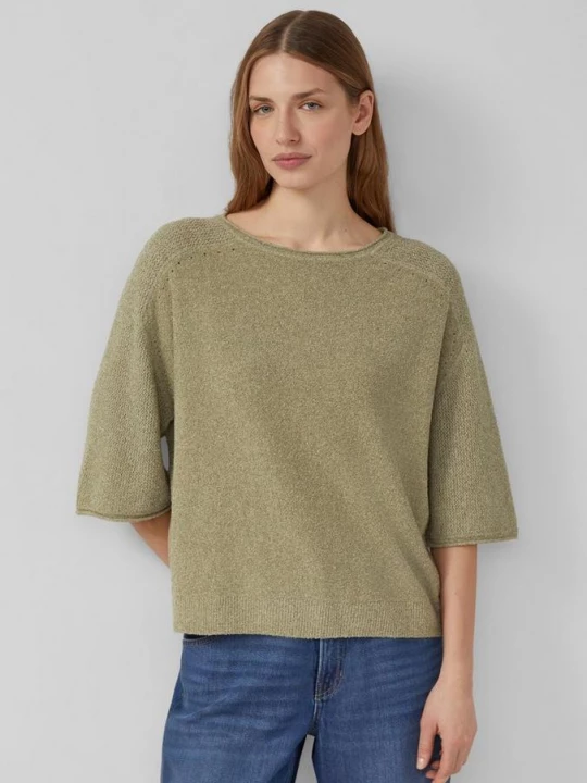 Foto van product Gebreide raglan trui in bouclé s.Oliver olijfgroen
