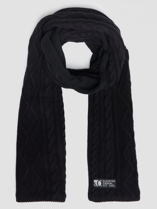 Foto van product Gebreide sjaal met kabelpatroon en fleece achterkant s.Oliver zwart
