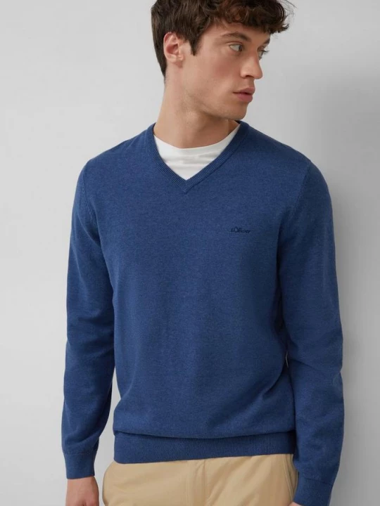 Foto van product Gebreide trui met geborduurd logo s.Oliver blauw