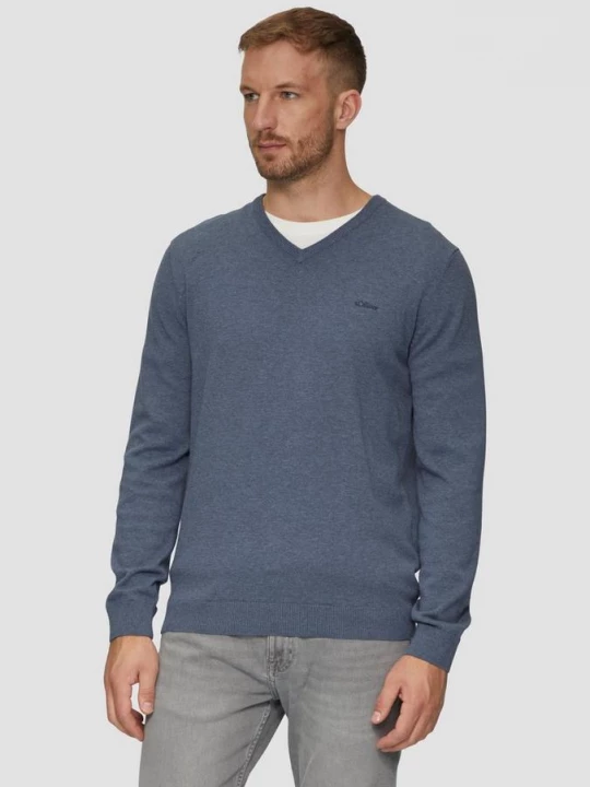 Foto van product Gebreide trui met geborduurd logo s.Oliver blauw