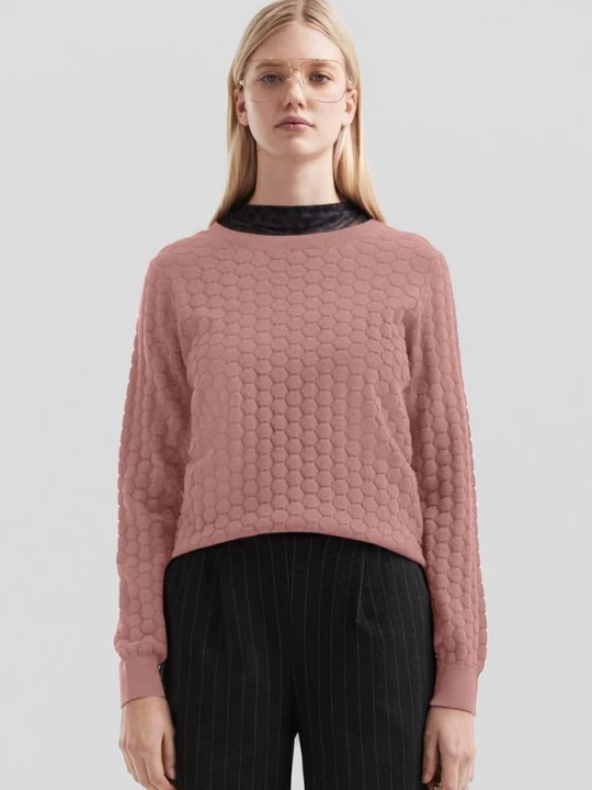 Foto van product Gebreide trui met gestructureerd motief QS roze
