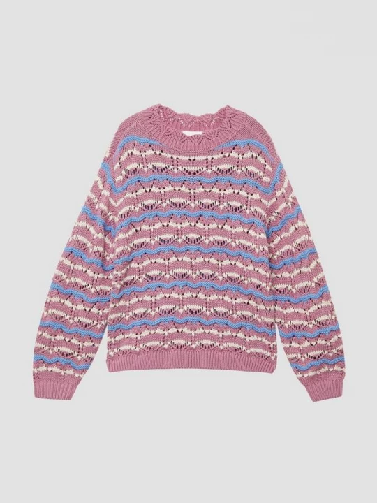Foto van product Gebreide trui met kantpatroon s.Oliver roze