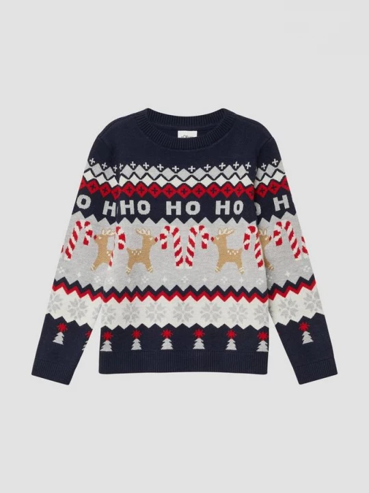 Foto van product Gebreide trui met kerstachtig jacquardpatroon s.Oliver blauw