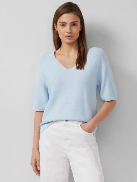 Foto van product Gebreide trui met korte mouwen van katoenmix s.Oliver blauw