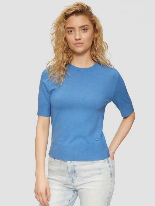 Foto van product Gebreide trui met korte mouwen van viscosemix s.Oliver blauw