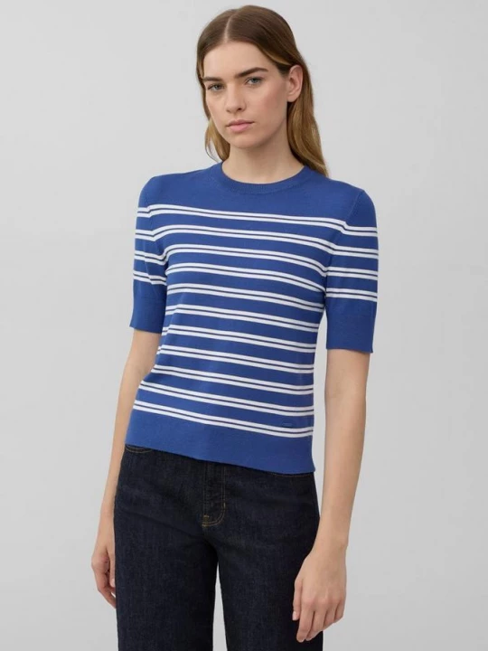 Foto van product Gebreide trui met korte mouwen van viscosemix s.Oliver blauw