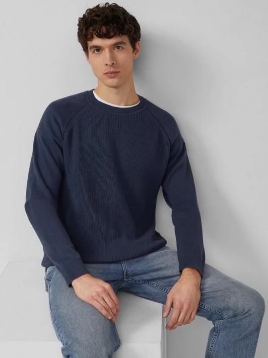Foto van product Gebreide trui met motiefmix en raglanmouwen s.Oliver blauw