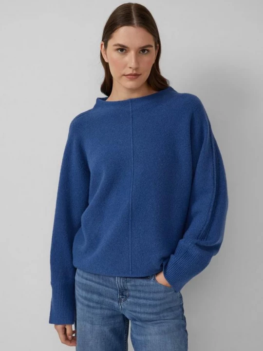 Foto van product Gebreide trui met opstaande kraag en vleermuismouwen s.Oliver blauw