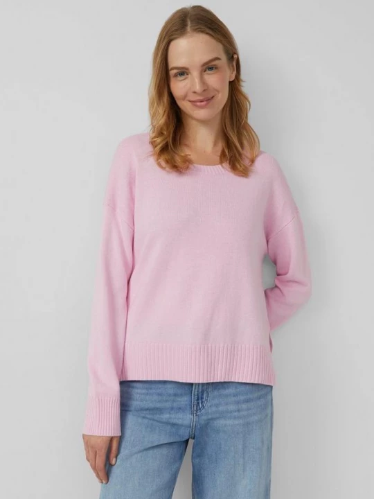 Foto van product Gebreide trui met oversized schouders en zijsplit s.Oliver roze