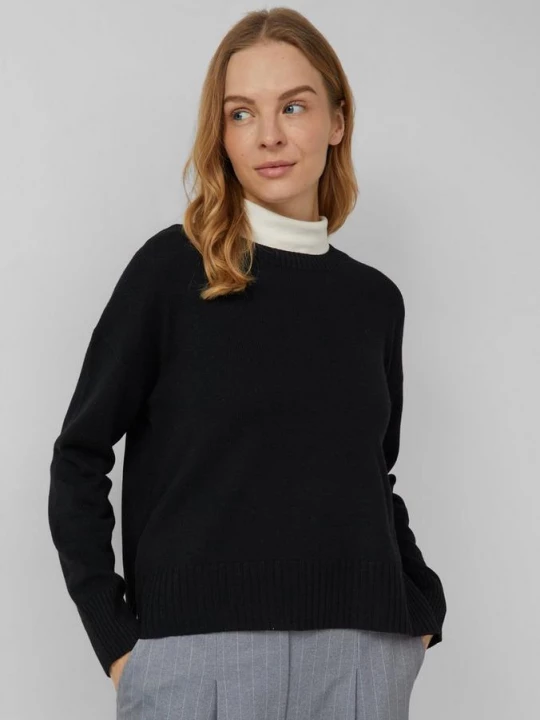 Foto van product Gebreide trui met oversized schouders en zijsplit s.Oliver zwart