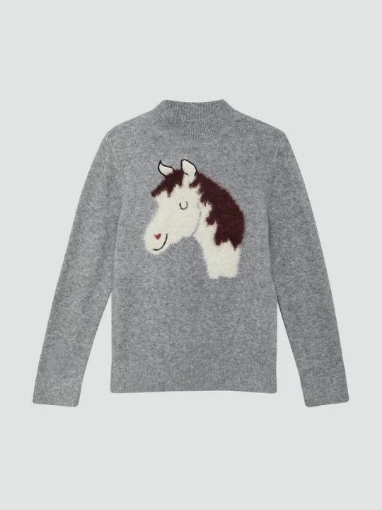 Foto van product Gebreide trui met pluizig paardenmotief s.Oliver grijs
