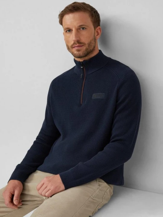 Foto van product Gebreide trui met structuur en troyer kraag s.Oliver blauw