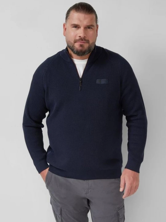 Foto van product Gebreide trui met structuur en troyer kraag s.Oliver blauw