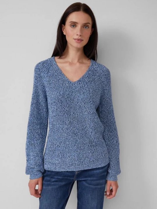 Foto van product Gebreide trui met V-hals en raglanmouwen s.Oliver blauw