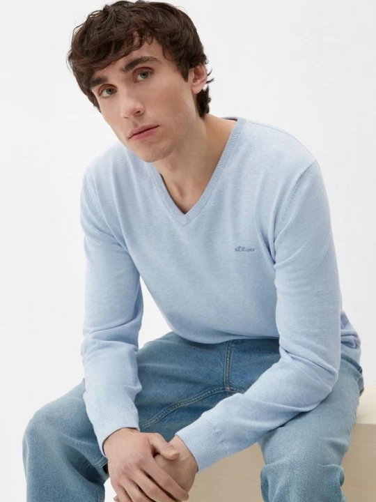 Foto van product Gebreide trui met V-hals s.Oliver blauw
