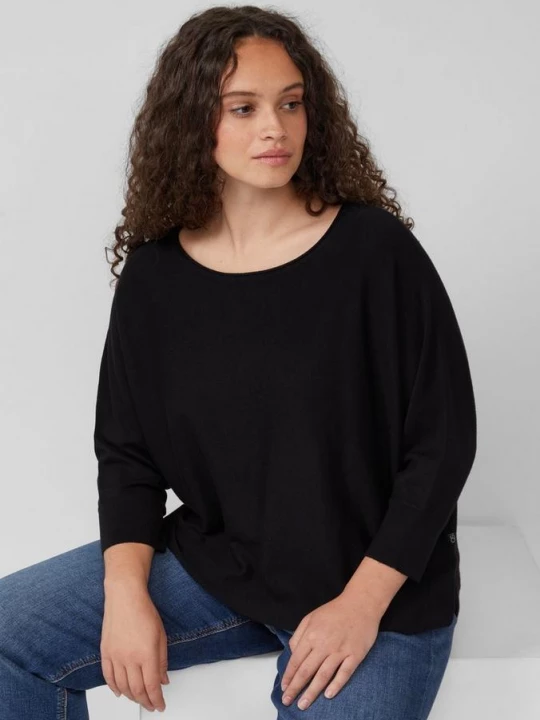 Foto van product Gebreide trui met vleermuismouwen QS zwart