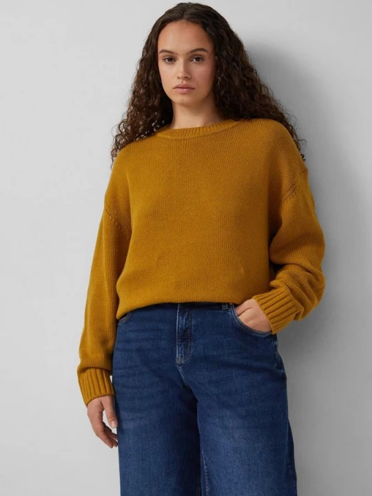 Foto van product Gebreide trui van katoenmix QS bruin