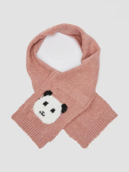 Foto van product Gebreide uniseks sjaal met pandamotief s.Oliver roze