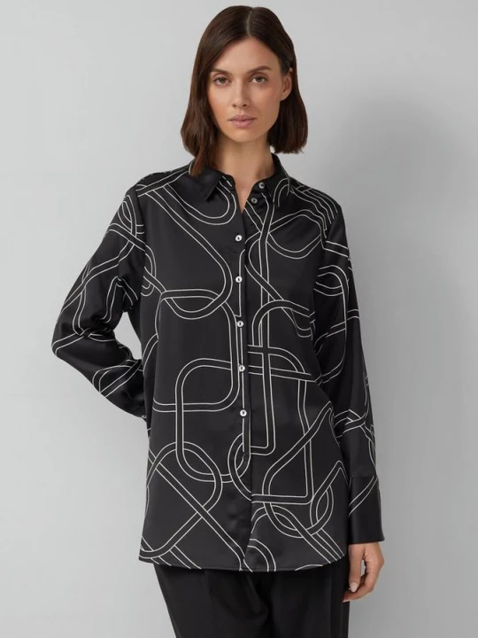 Foto van product Gedessineerde lange blouse van satijn s.Oliver zwart