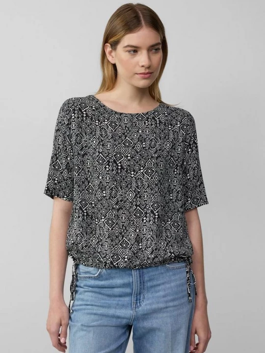Foto van product Gedessineerde overhemdblouse met verstelbare zoom s.Oliver zwart
