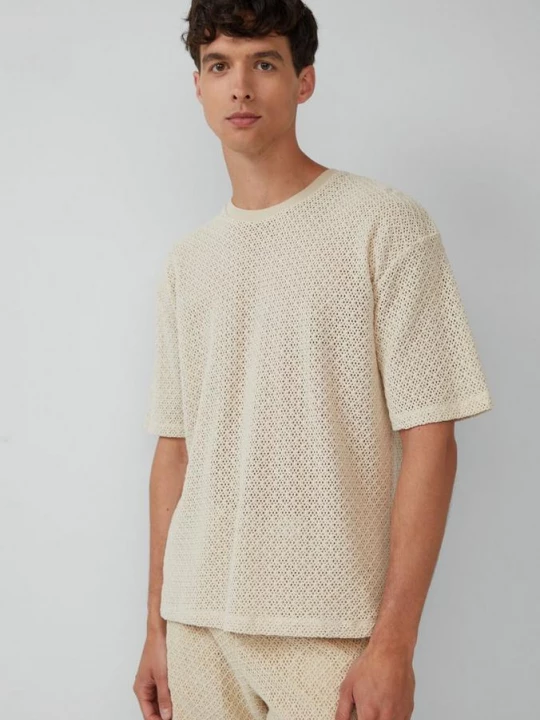 Foto van product Gehaakt katoenen T-shirt met een relaxed fit s.Oliver beżowy