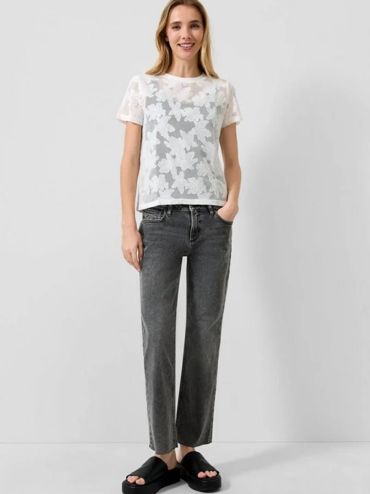 Foto van product Geknipte jeans CATIE / Slim Fit / Mid Rise / Relaxed Rechte Pijp QS grijs