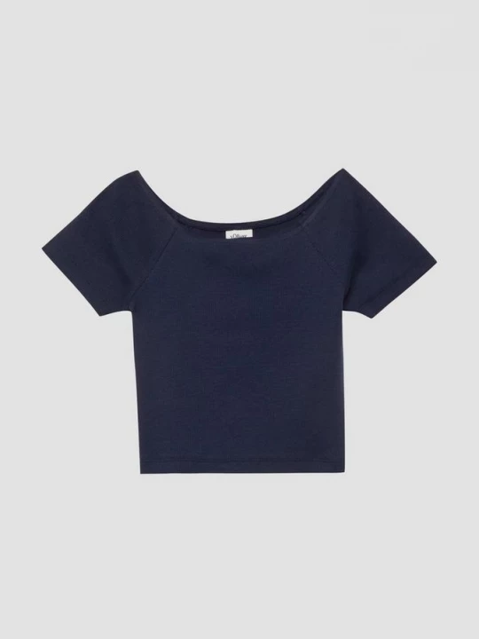Foto van product Gekortwiekt geribd shirt met off-shoulder halslijn s.Oliver blauw