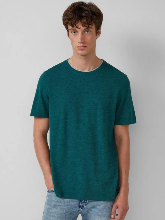 Foto van product Gemarmerd piqué T-shirt met contrasterende details s.Oliver groen