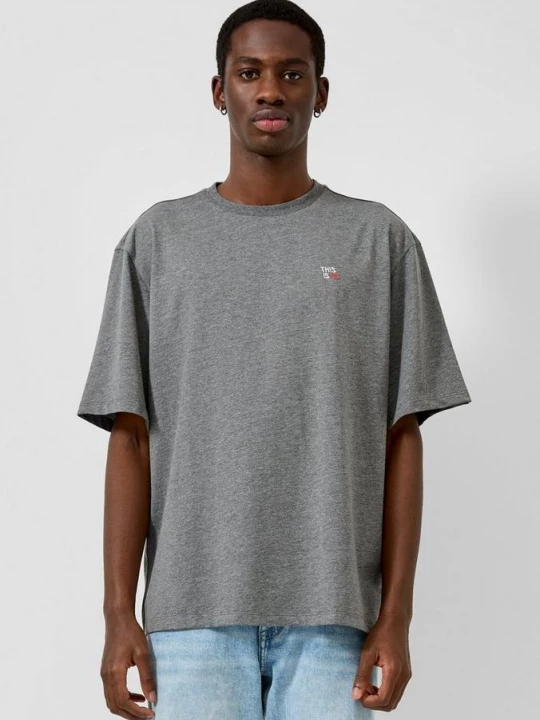 Foto van product Gemêleerd T-shirt in ontspannen pasvorm QS grijs
