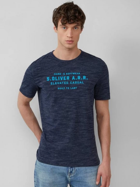 Foto van product Gemêleerd T-shirt met logotekst s.Oliver blauw