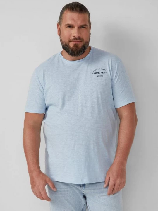 Foto van product Gemêleerd T-shirt met rolrandje en print op de voorkant s.Oliver blauw