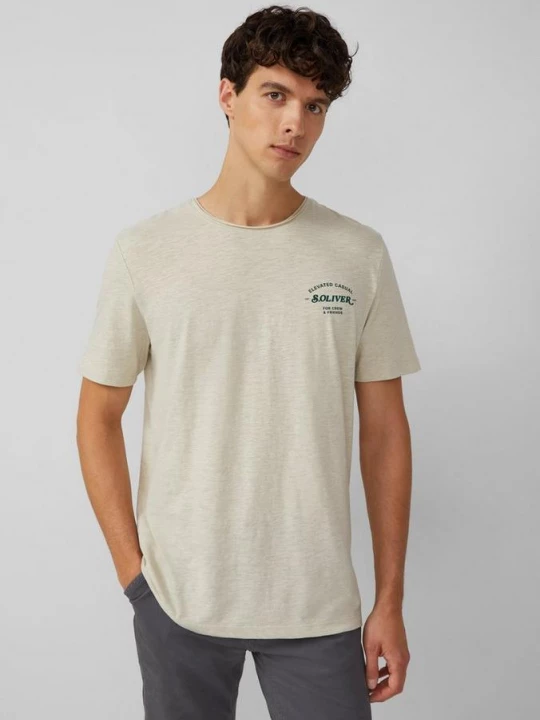 Foto van product Gemêleerd T-shirt met rolrandje en print op de voorkant s.Oliver wit
