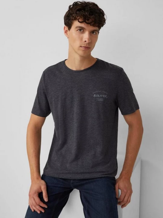 Foto van product Gemêleerd T-shirt met rolrandje en print op de voorkant s.Oliver zwart