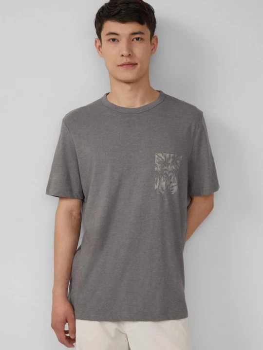 Foto van product Gemêleerd T-shirt van een katoenmix met artwork s.Oliver grijs