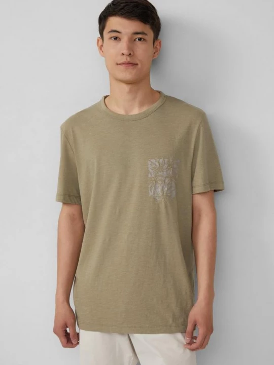 Foto van product Gemêleerd T-shirt van een katoenmix met artwork s.Oliver olijfgroen