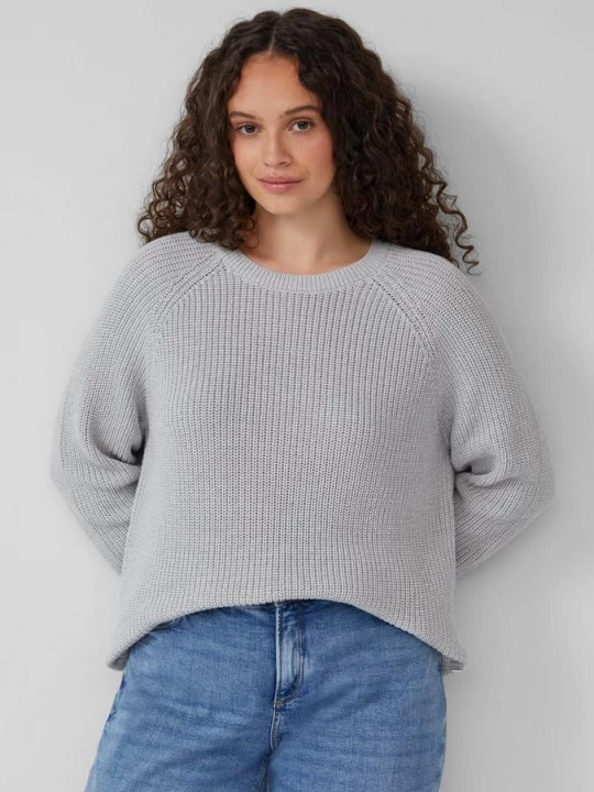 Foto van product Gemêleerde gebreide trui met raglanmouwen QS grijs
