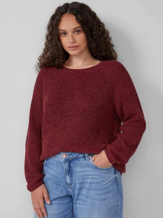 Foto van product Gemêleerde gebreide trui met raglanmouwen QS rood