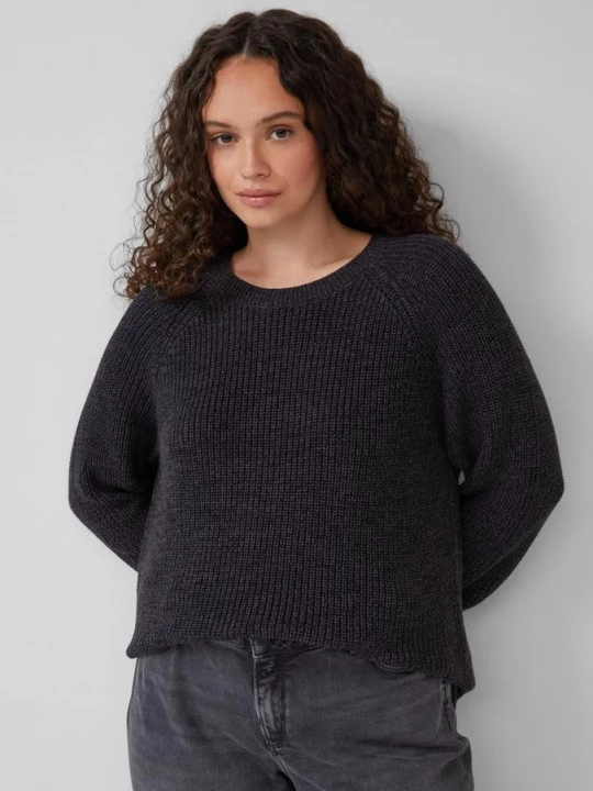 Foto van product Gemêleerde gebreide trui met raglanmouwen QS zwart