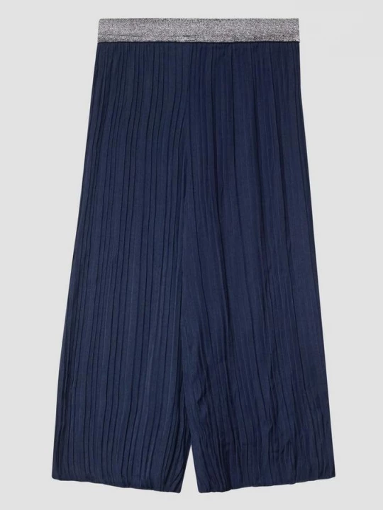 Foto van product Geplooide broek met wijde pijpen en glitter tailleband s.Oliver blauw