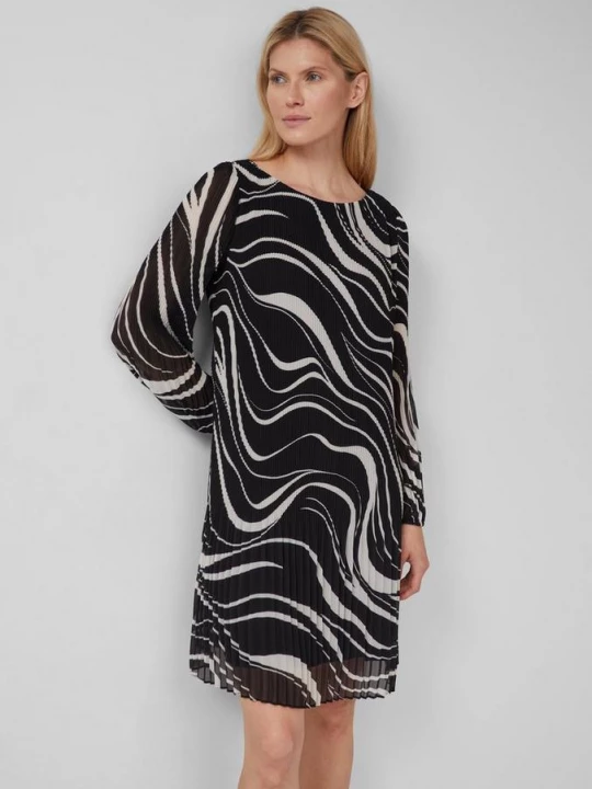 Foto van product Geplooide chiffon jurk met all-over print en viscose voering s.Oliver zwart